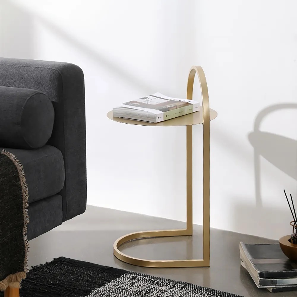 

Gold C Style End Table Nordic Simplistic Bed Side Table with Pull Metal