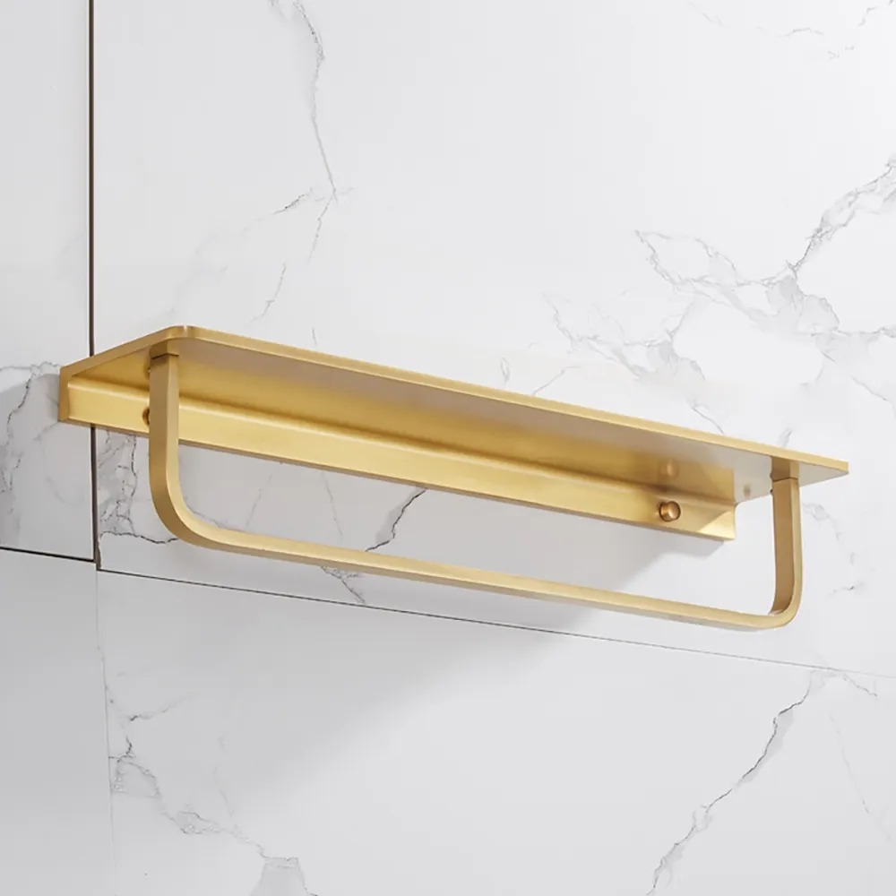 Modern Bathroom Brushed Golden Towel Rack with Towel Rail