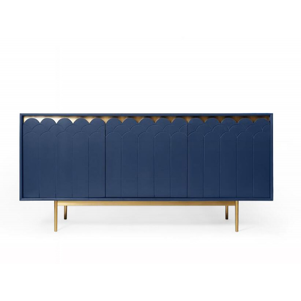 

59" Blue Credenza Storage Sideboard Cabinet Mid-Century Modern