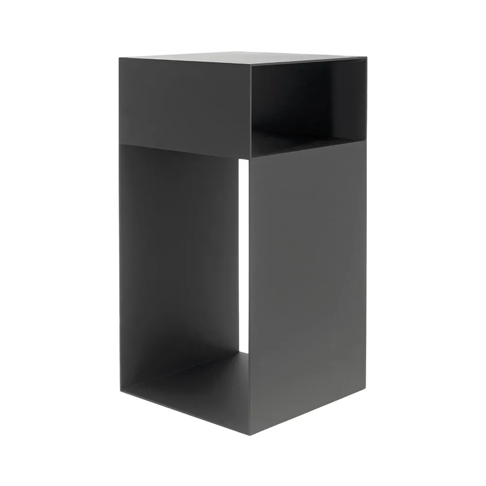 Modern Black Side Table with Storage End Table MetalHomary