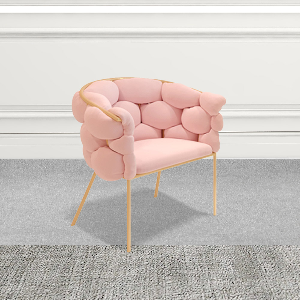 

Pink Nordic Accent Chair Velvet Upholstery Chair Tufted Chair