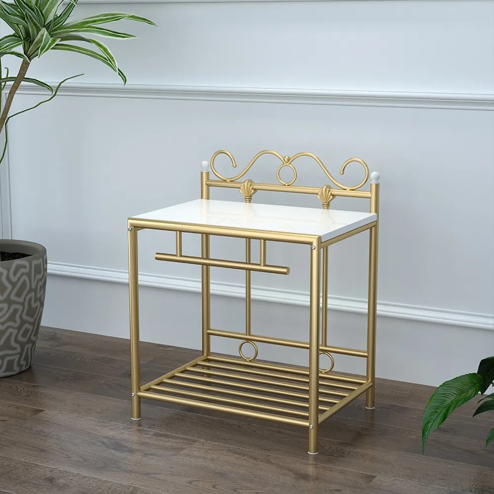 

Modern Gold End Table Rectanlgular with Storage