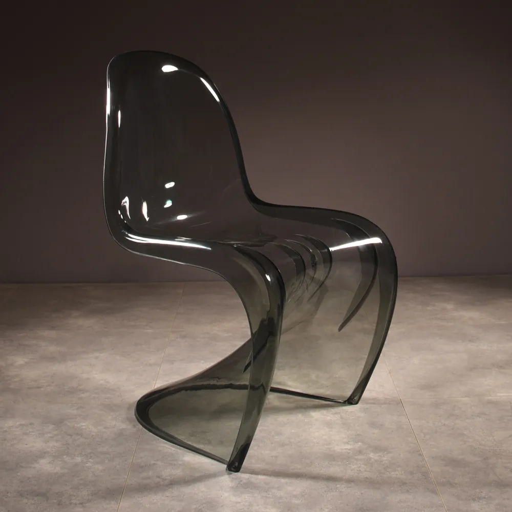 

Modern Transparent Crystal Gray Acrylic S-shape Dining Chair
