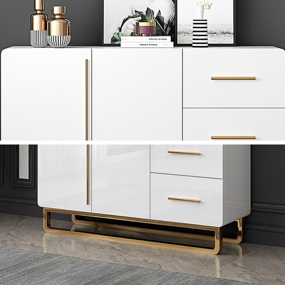 1050mm White Sideboard Nordic Buffet with Doors & Drawers & Adjustable Shelf in Small