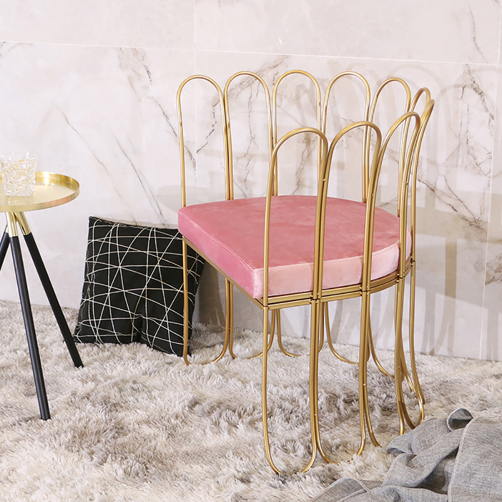 

Pink Velvet Upholstered Accent Chair in Gold Legs Accent Chair