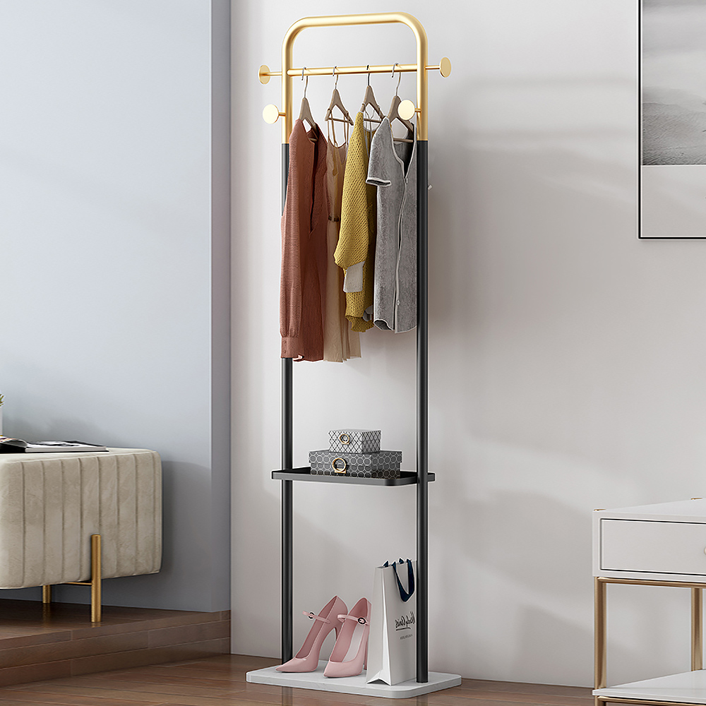 66" Contemporary Freestanding Rail Cloth Rack with Marble Base