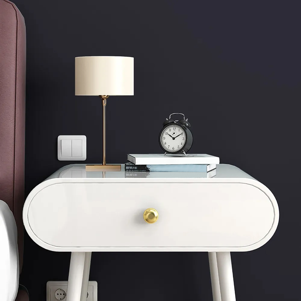 

Moderen 1- Drawer Nightstand White Wood Nightstand Sofa Table Bed Side Storage Stand