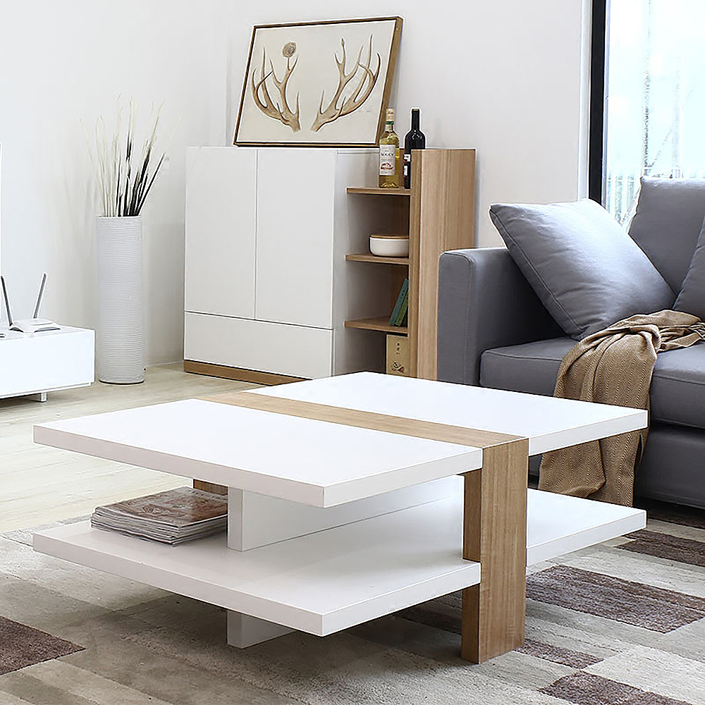 

Modern Coffee Table with Storage in Rectangle-shaped White