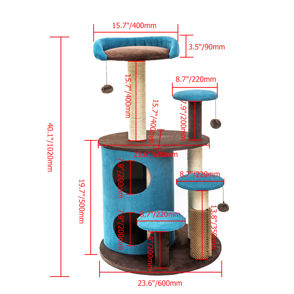 Pink Velvet Cat Tree Condo 40.1" Cat Tower and Perch Scratching Post