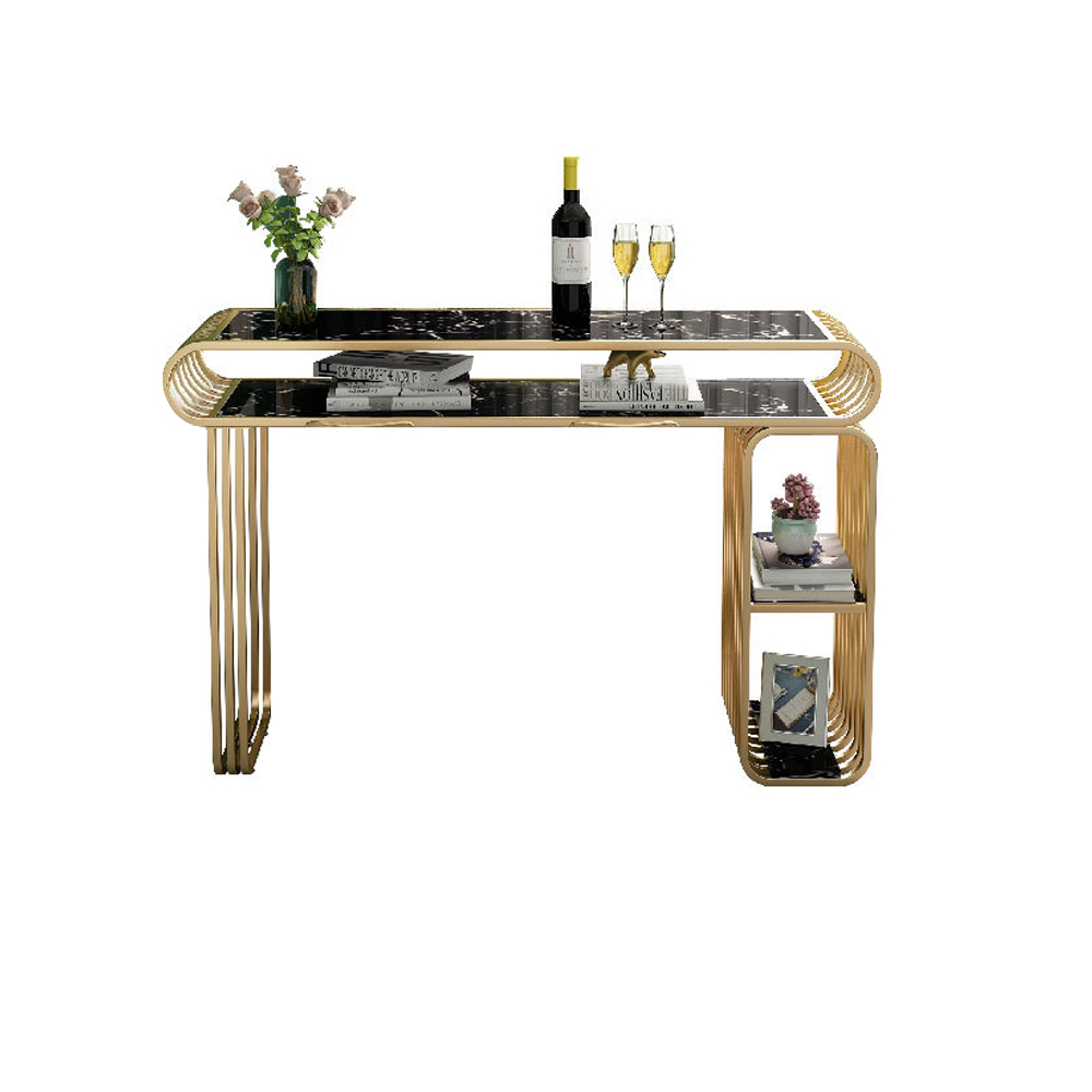 Modern Bar Table With Storage And 1 Shelve In Black