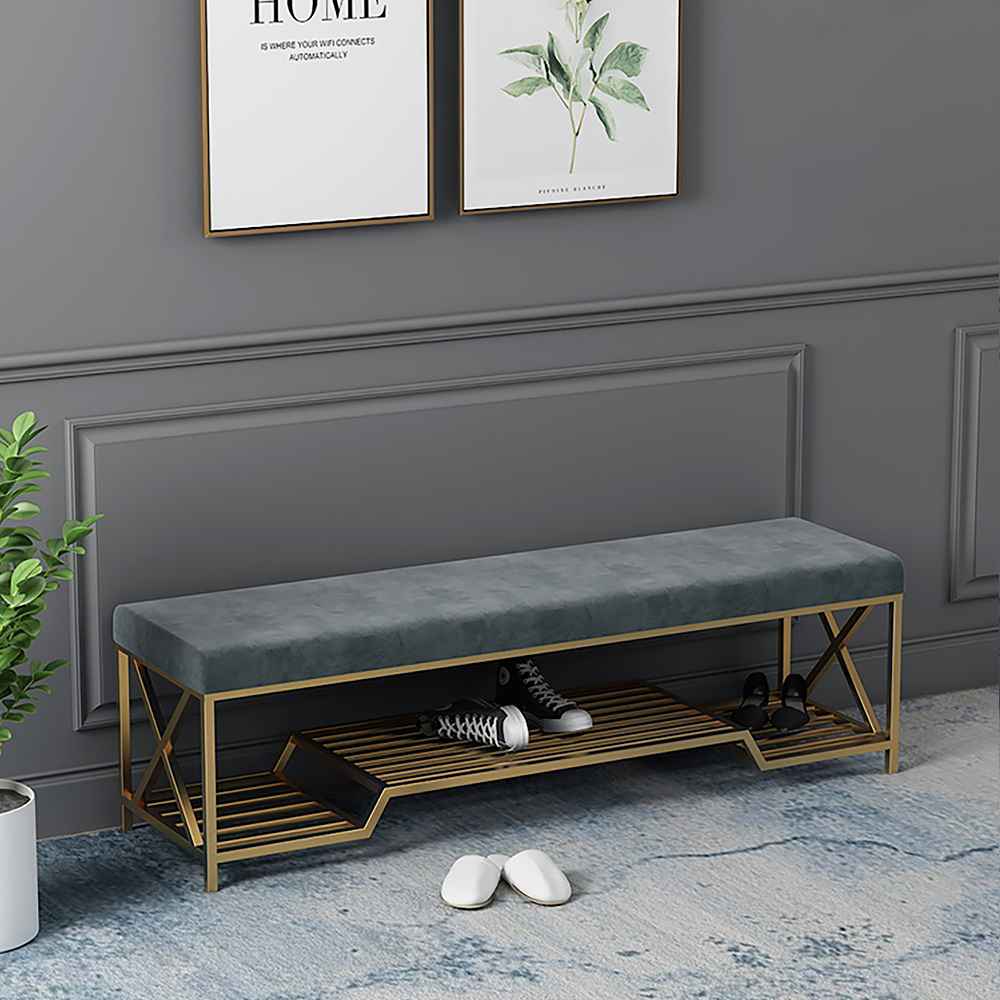 Grey Hallway Bench with Storage Upholstered Storage Bench for Living Room