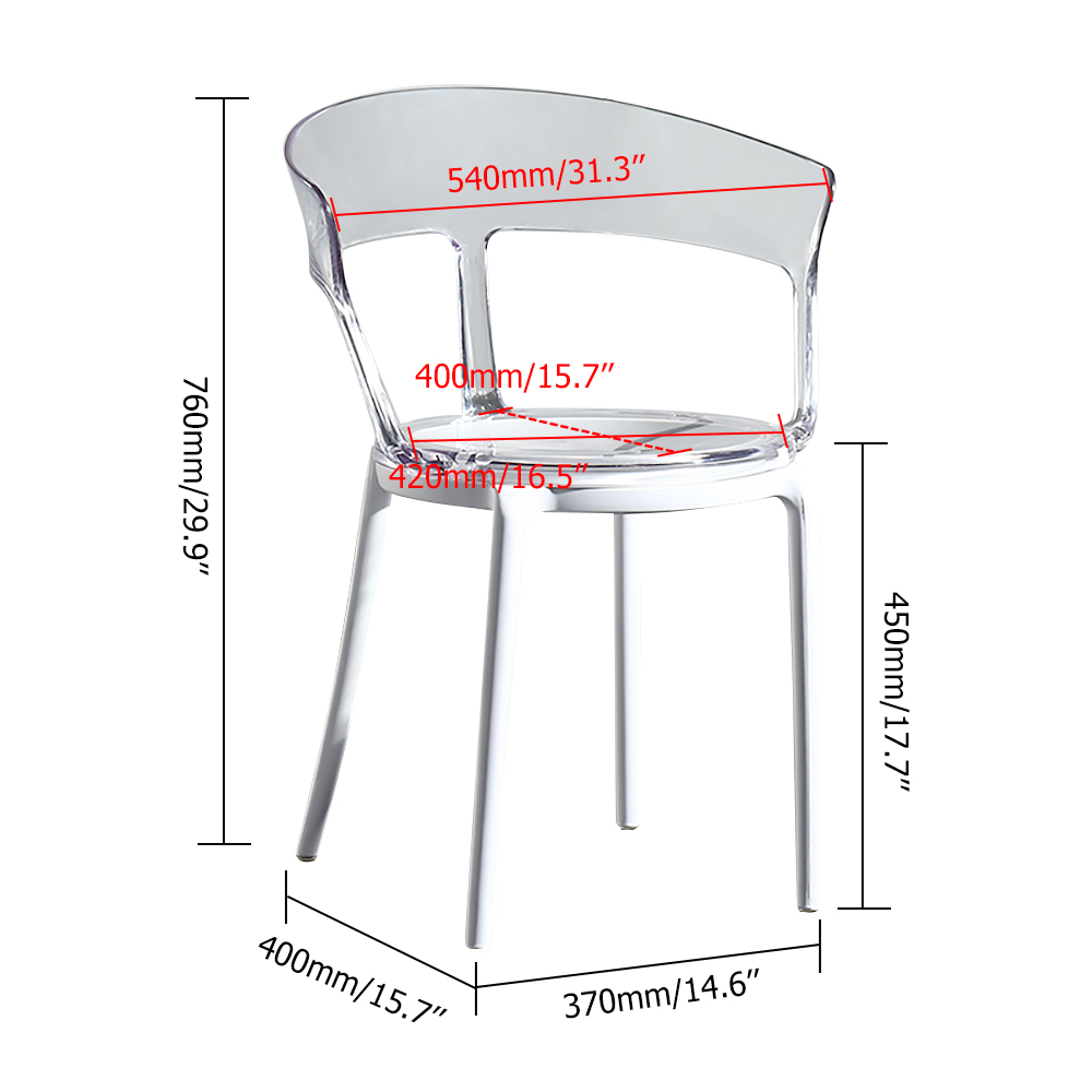 Modern Acrylic Dining Chair in Amber Dining Table Chairs with Arms