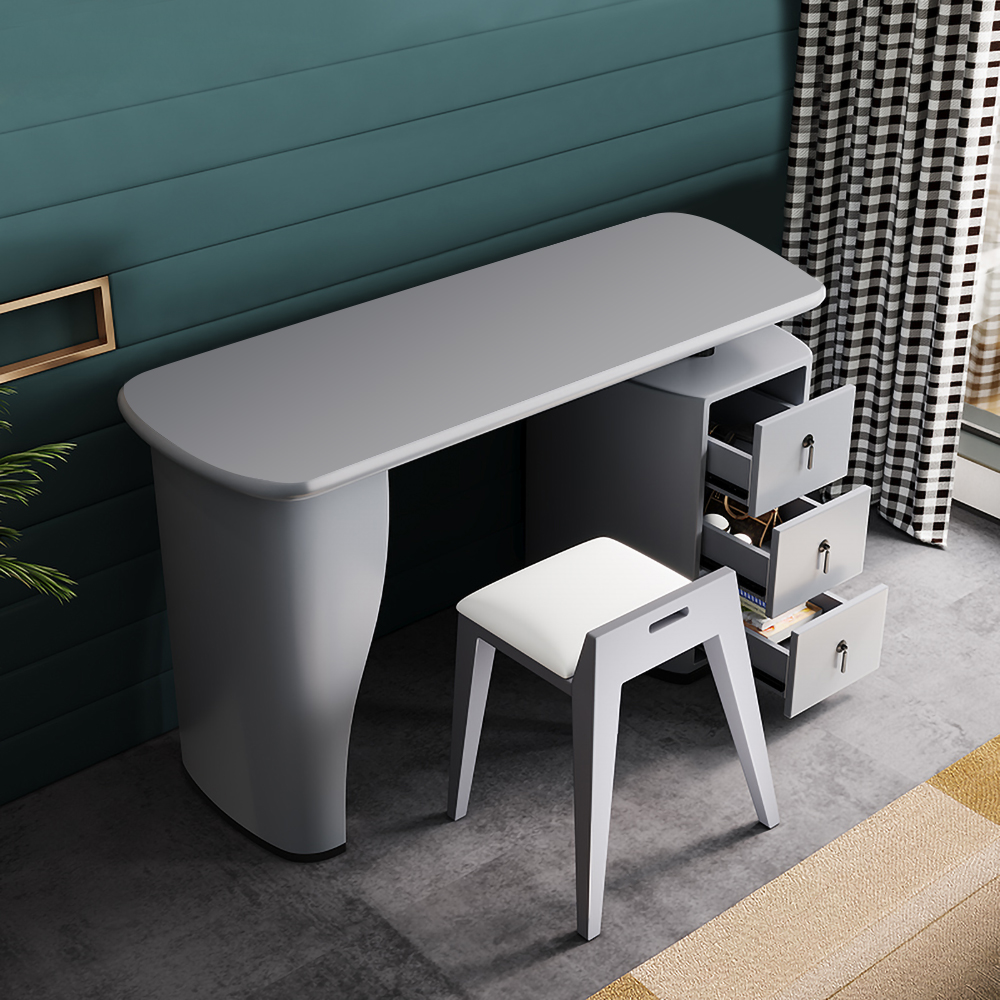Image of 39" Rectangular Writing Desk Modern Computer Desk with Cabinet in Gray