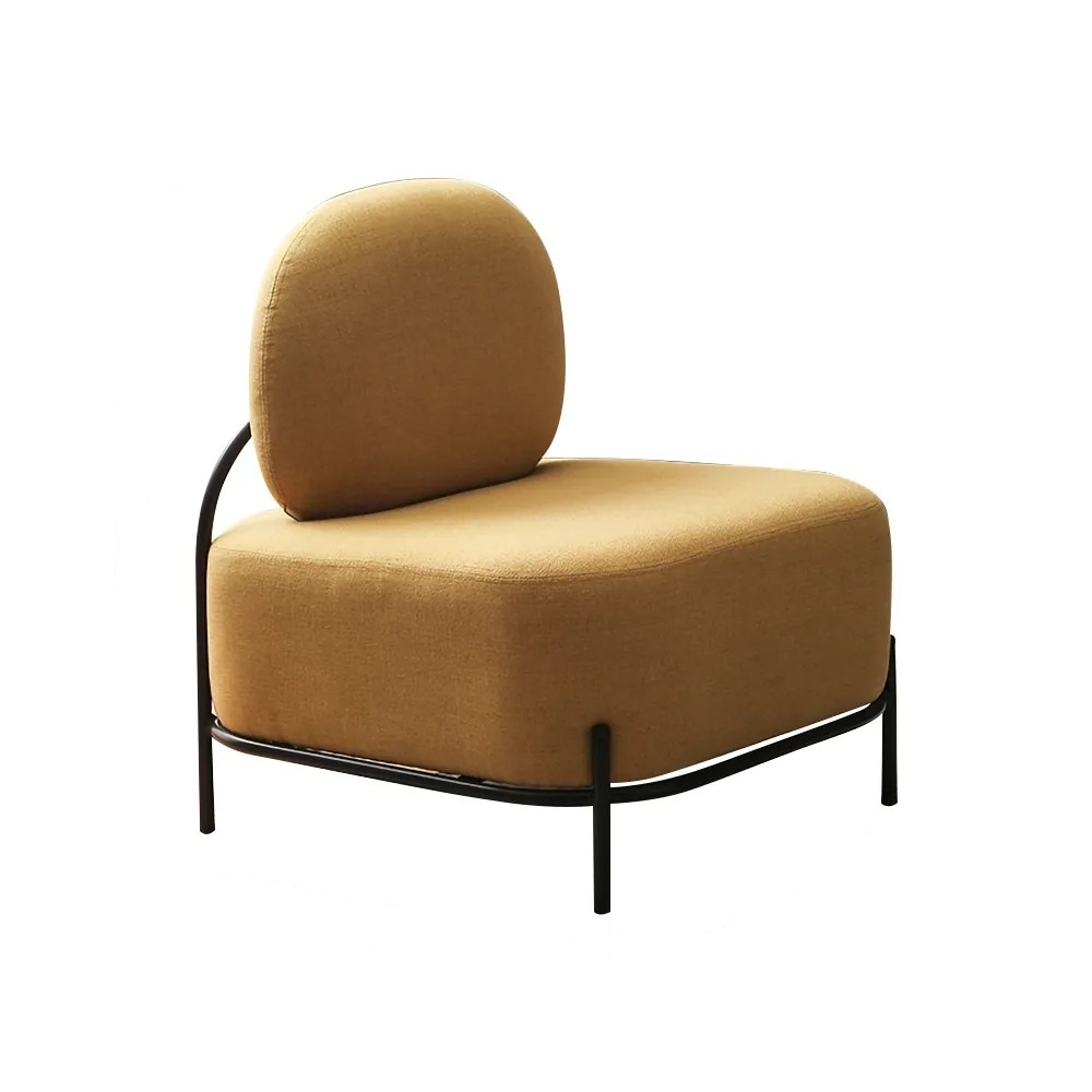 Yellow Linen Upholstered Armless Accent Chair Black Leg