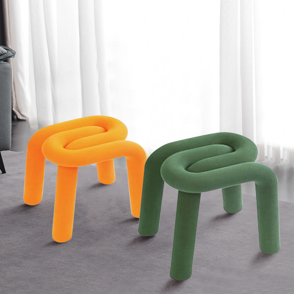 

Orange Wool Upholstery 4-Legs Kids Chair Simple Design