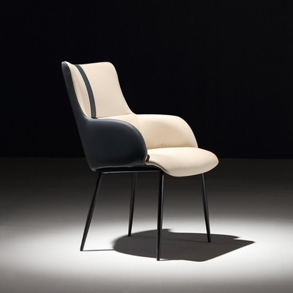 

Modern Dining Chair High Back PU Leather Upholstered Dining Chair in Beige