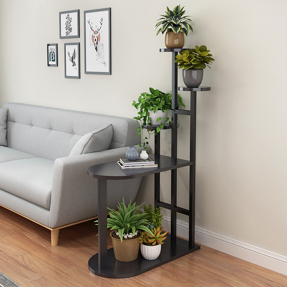 

Contemporary Indoor Plant Stand End Table in Black/White-Black