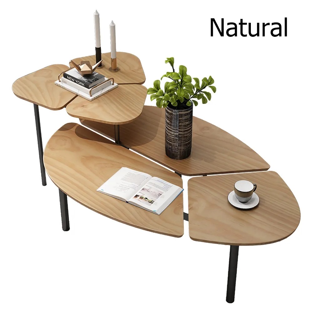 Natural 2-Tiered Coffee Table Wooden Top