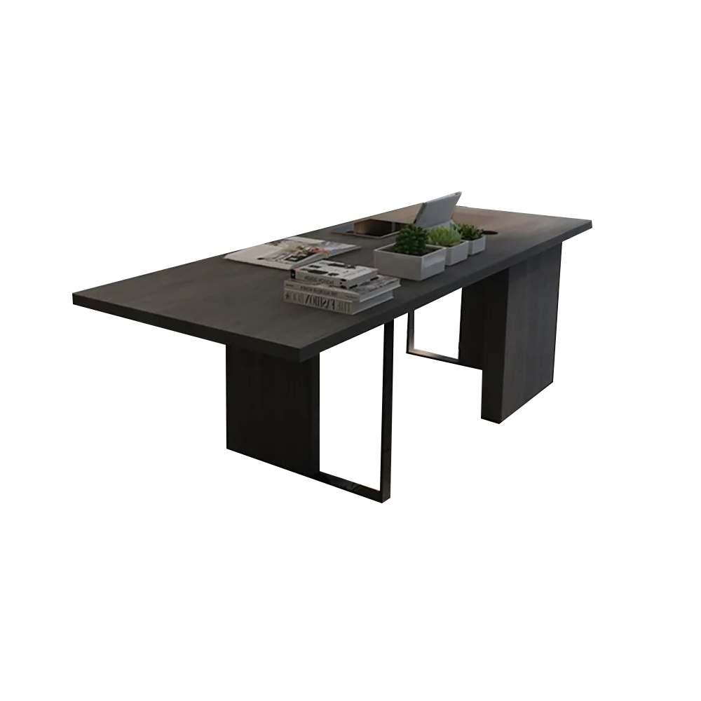 1400mm Black Rectangular Desk Computer Desk with Drawer & Solid Wood Top