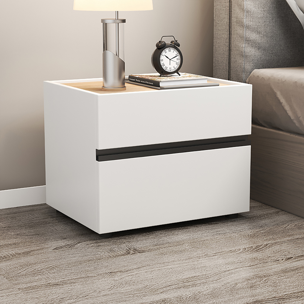 

19.7" Minimalist White Nightstand Bedside Table with 2 Drawers