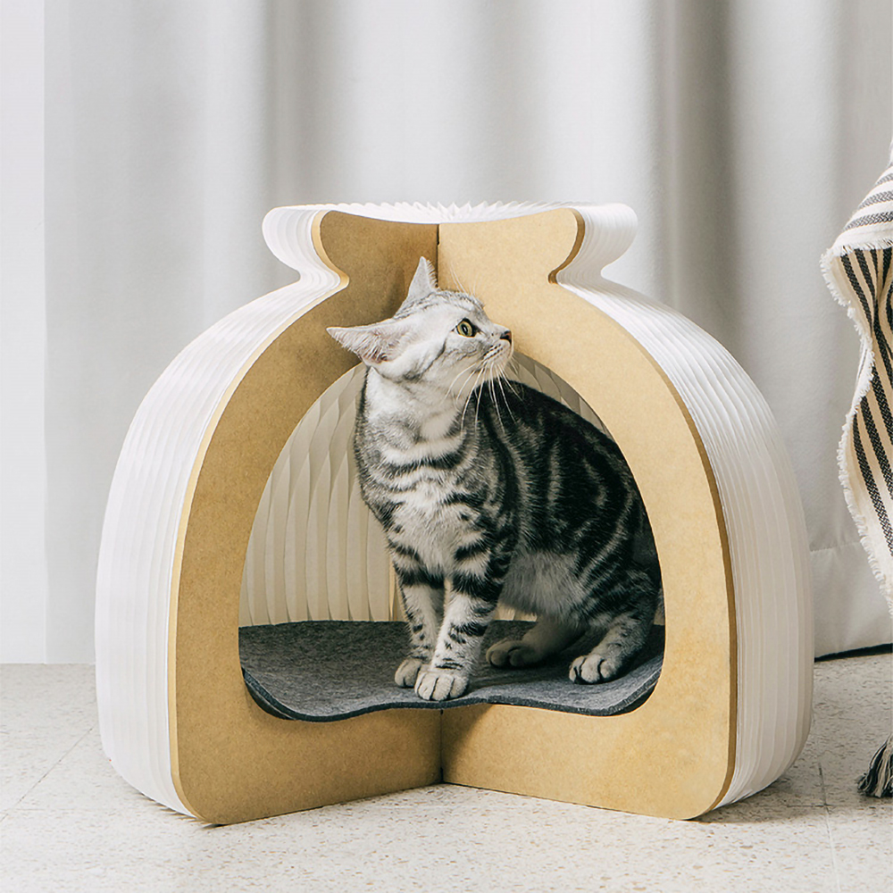22" Cat House Foldable Cat Bed Yellow