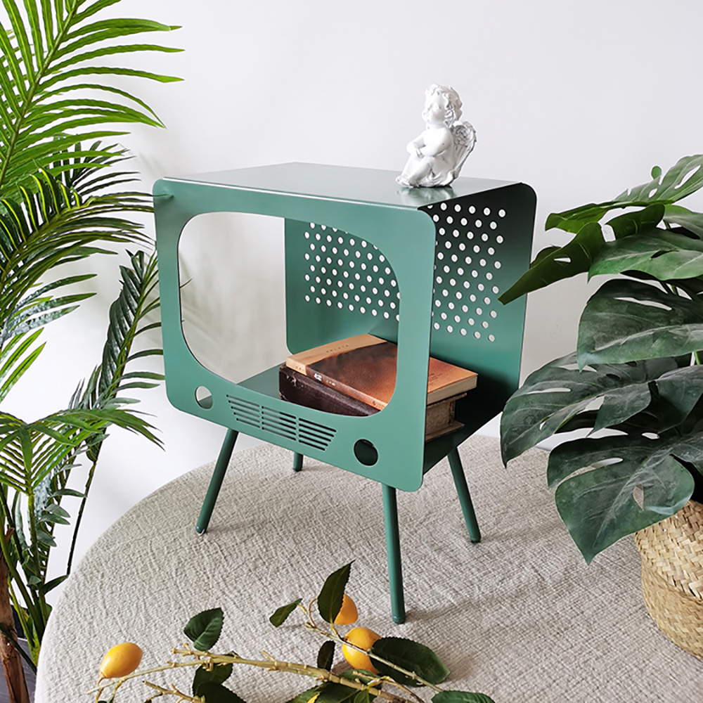 TV Sculpt Display Shelving Unique End Table in Green
