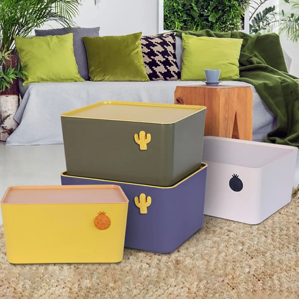 Cute Kids Storage Bin Clothes Oraganizer Set of 2White