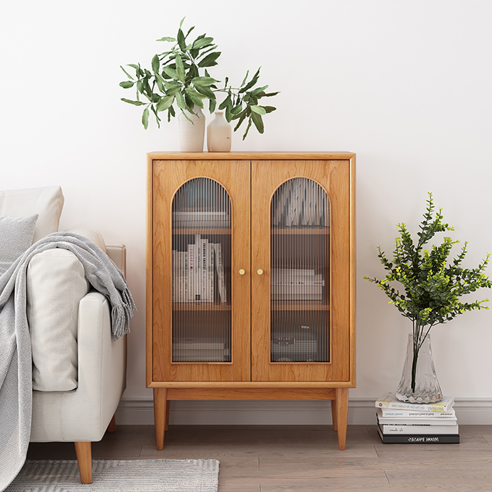 Nordic Natural Cabinet 2-Shelf Bookcase with 2 Glass Doors