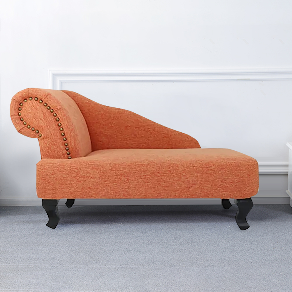 28.7"l X 15"w Chaise-style Pet Sofa Bed Linen Dog Couch With Nailhead Trims In Orange