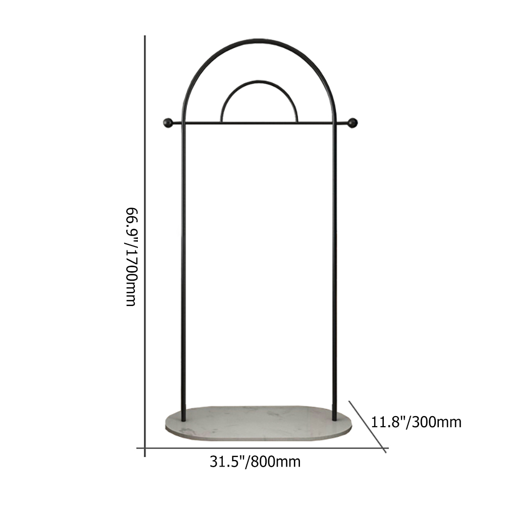 1700mm Contemporary Freestanding Rail Coat Stand with Marble Base