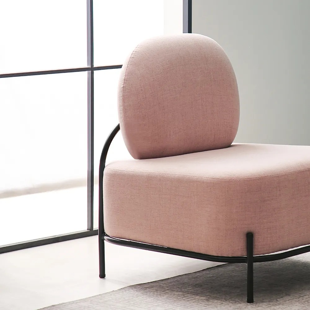 

Pink Linen Upholstered Armless Accent Chair Black Leg