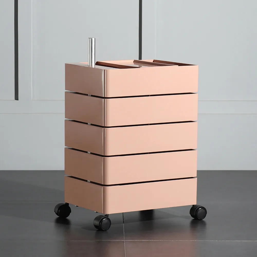 Modern Swivel Nightstand 360 Degree Rotating Multilayer Movable Bedside Table with 5 Drawers in