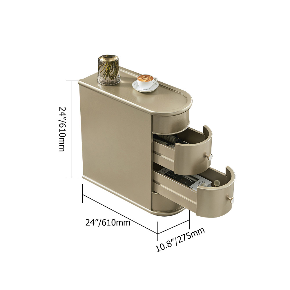 Narrow Wooden Storage Side Table with 2 Drawers in WalnutHomary