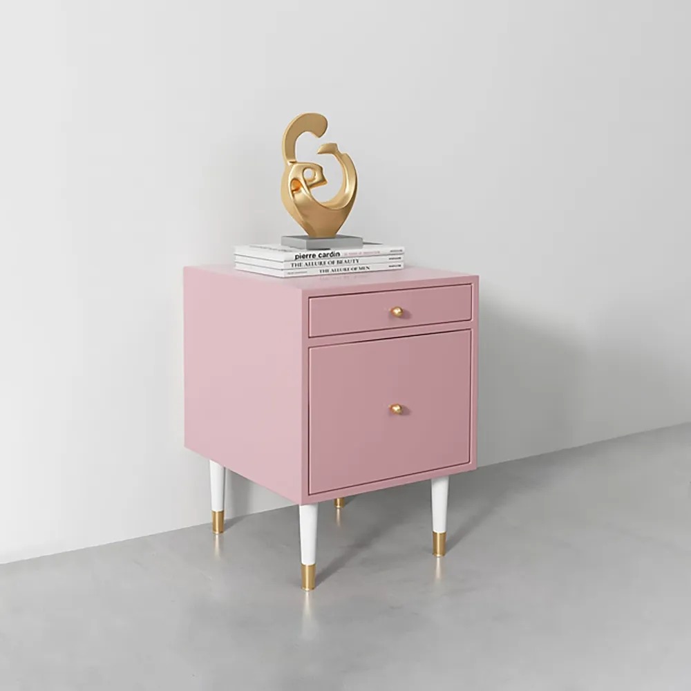 

Pink Modern Bedroom Nightstand 2-Drawer Bedside Table