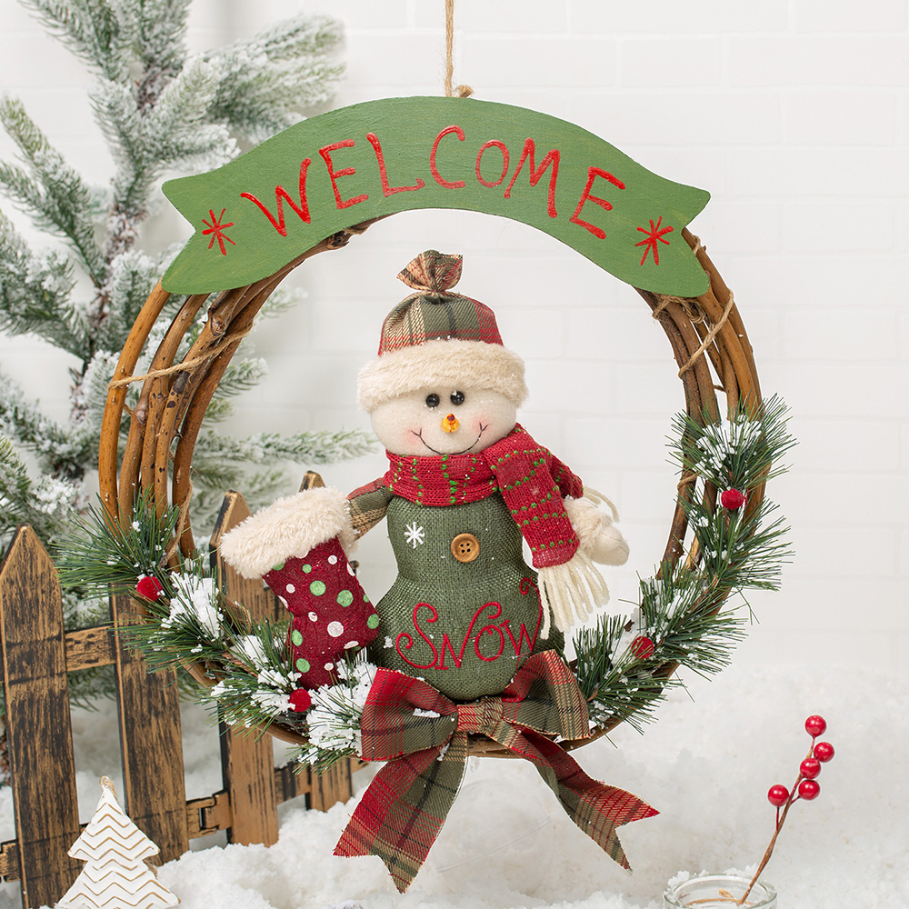Christmas Decoration 14" Snowman Decorated Wreath Christmas Ornament In Style A