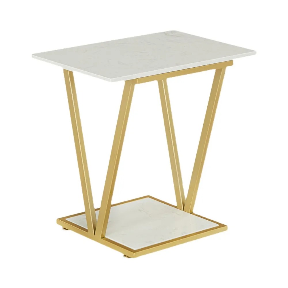 Modern White End Table with Marble Top Side TableHomary