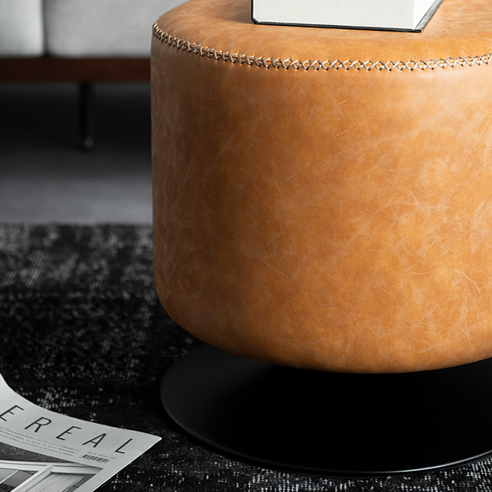 Tabouret de vanité pivotant moderne marron chaise de courtoisie ronde avec base en métal pour chambre à coucher