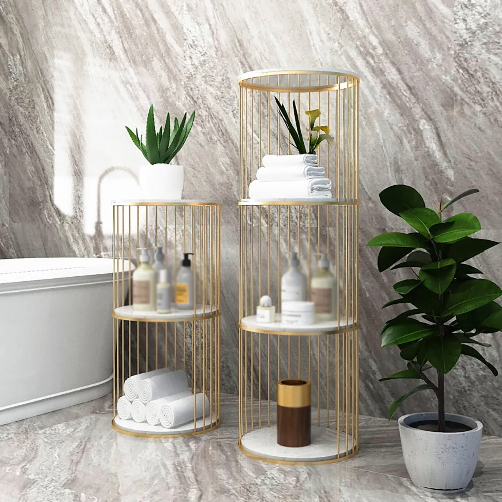 3Tier Nordic Round Metal Shelves Indoors Corner Display ShelfHomary