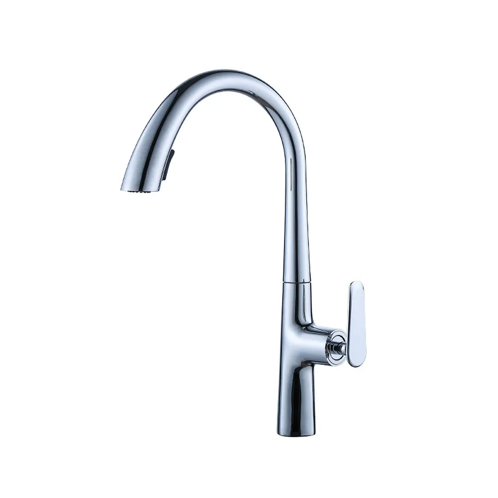 Chrome Dual Function Pull-Out Kitchen Tap Solid Brass Monobloc Single Lever Handle