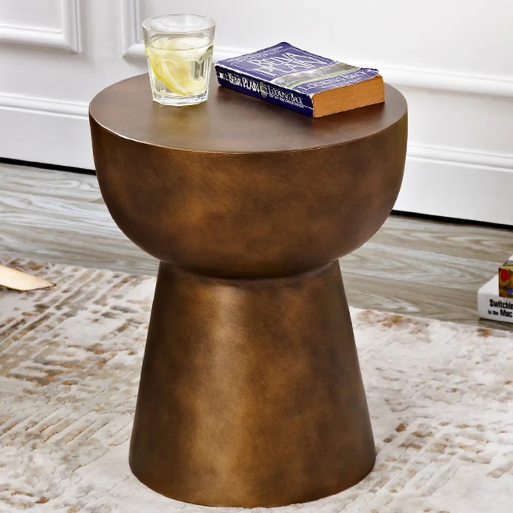 

Antique Bronze Modern Round End Table Living Room Unique