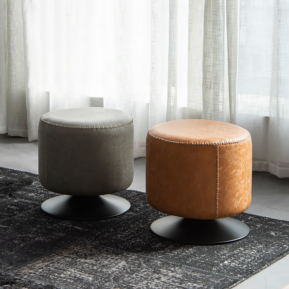 Modern Swivel Vanity Stool Grey Round Vanity Chair with Metal Base for Bedroom
