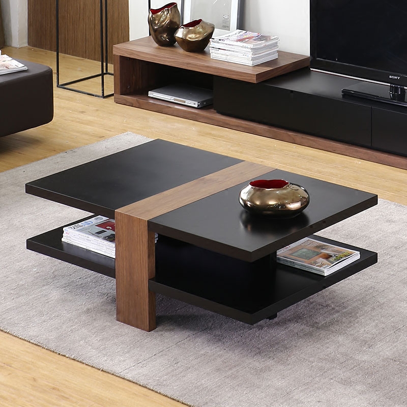 

Modern Coffee Table with Storage in Rectangle-shaped Black