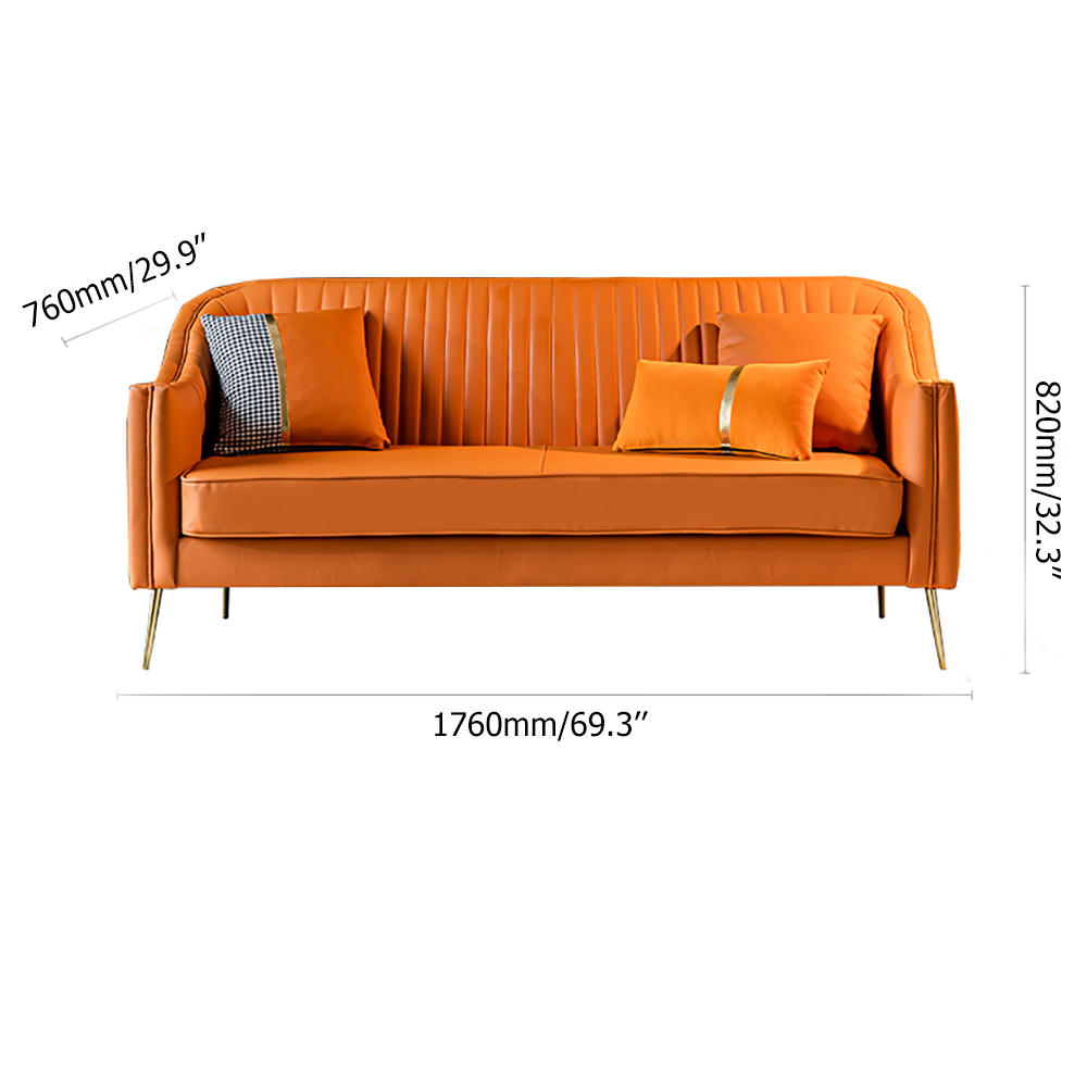 Modern Upholstered Sofa 3Seater Modern Gold Legs Couch Pillow Included
