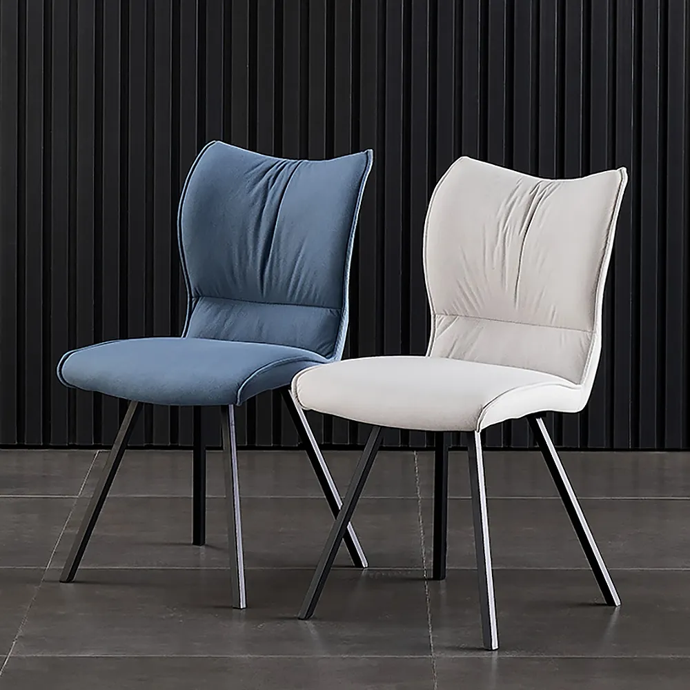 Modern Upholstered Blue Dining Chair Leath-Aire Side Chairs Set of 2