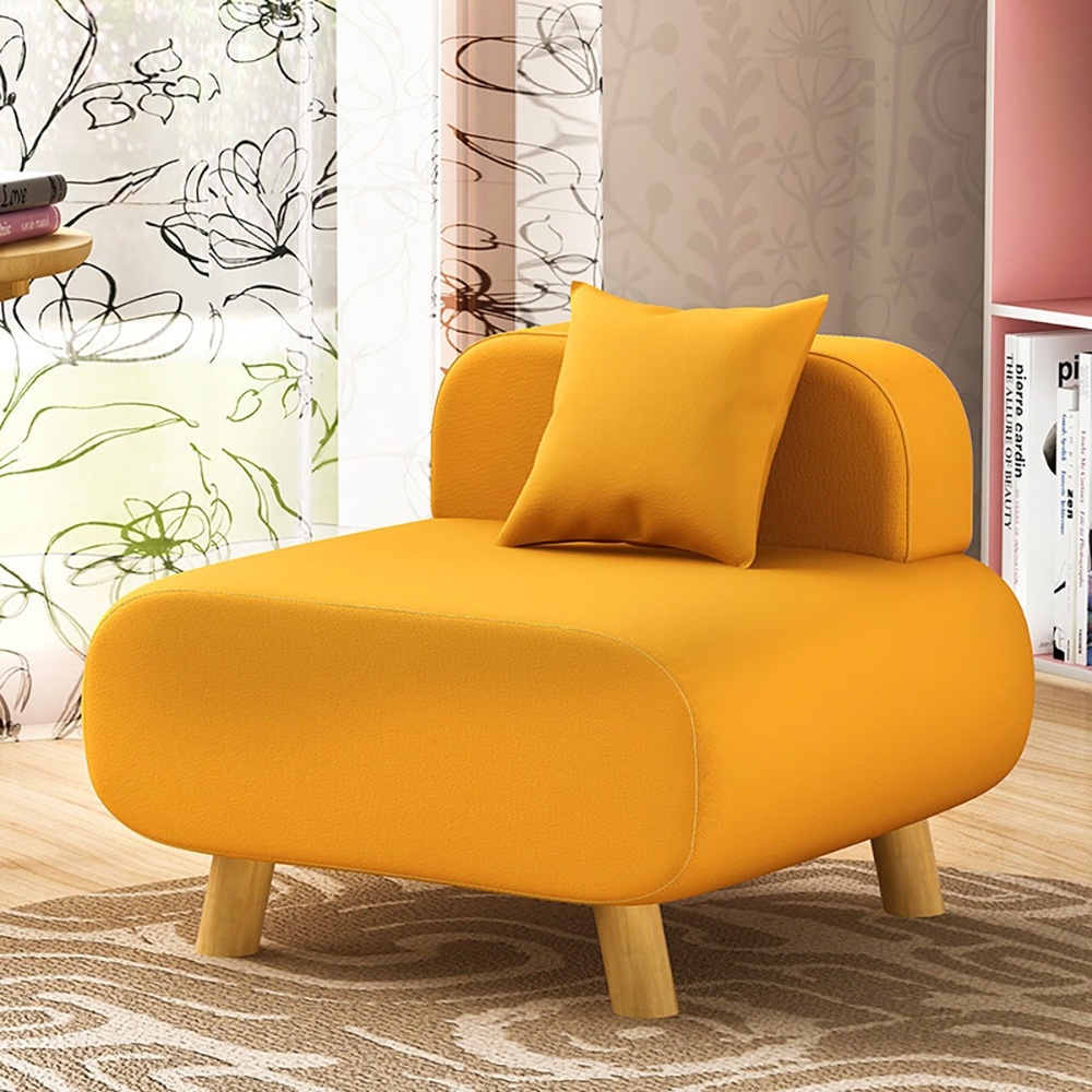 

Modern Yellow Accent Chair with Cotton & Linen Upholstered and Pillow Included