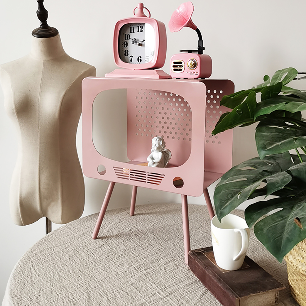 Stert TV Sculpt Display Shelving Unique End Table in Pink