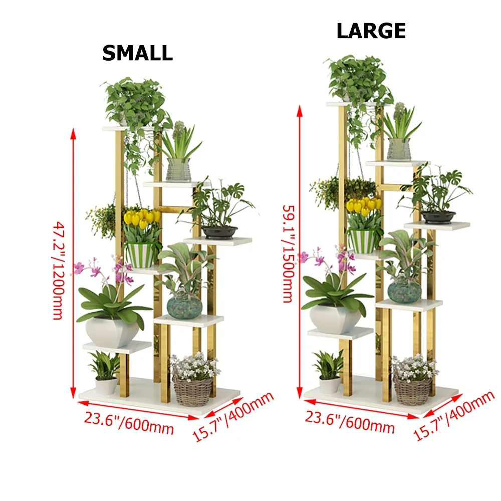 47.2" Modern Ladder 7-Tiered Plant Stand in Gold & Black