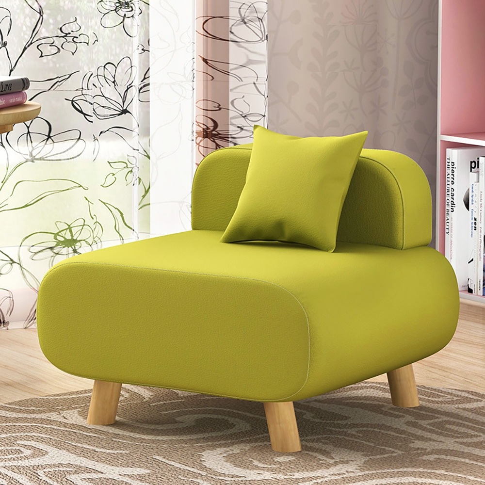 

Modern Green Accent Chair with Cotton & Linen Upholstered and Pillow Included