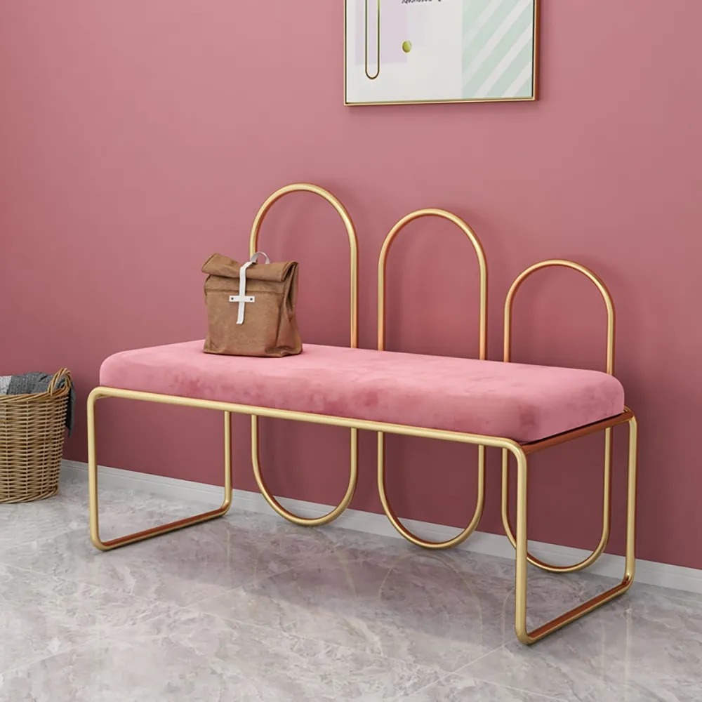 39" Contemporary Entryway Upholstered Bench in PinkHomary