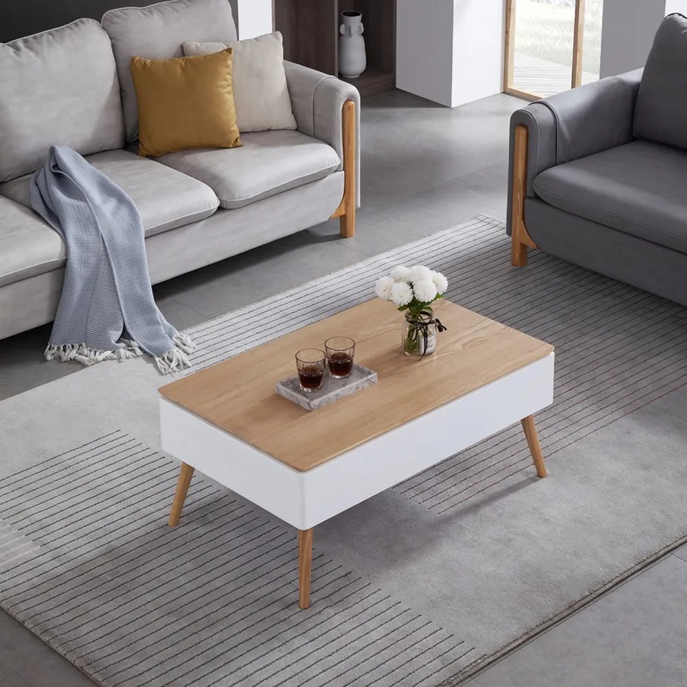 

Lift Top Modern Natural Coffee Table with Storage